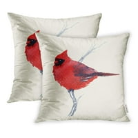 Crveni božićni kardinalni ptičji vodenikolor Šareni podružni jastuk za jastuk