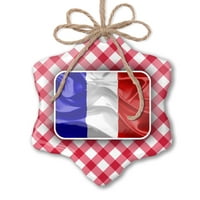 Božićni ukras francuski 3D zastava Crveni plaid Neonblond
