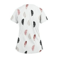 Ženske vrhove Bluze Grafički printira kratki rukav Radna odjeća Dame Ljeto V-izrez Fashion White 2xL