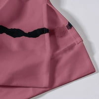 Qcmgmg modna dukserica dugih rukava na vrhu vrhova Dressy casual seksi strana Split posada pad padajućeg pulover za žene Stripe Print Slatka odjeća za žene Pink XL