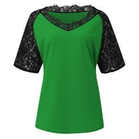 Ženske vrhove bluza casual kratki rukav čvrste žene Ljeto V-izrez T-majice Tuničke majice zelena m