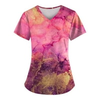 Ženski vrhovi okrugli dekolte casual bluza Ispisane žene Ljeto kratkih rukava T-majice Hot Pink 2xl