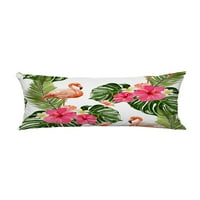 Ljetni tropski flamingo cvijeće napušta jastuk za tijelo na papiru jastučnicu za zaštitu jastuka