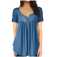 Ženske vrhove bluza Žene kratki rukav Ležerne prilike ispisane ljetne Henley majice Tuničke košulje
