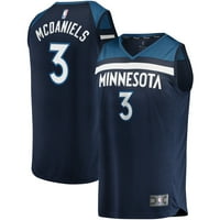 Muške fanatike marke Jaden McDaniels Navy Minnesota Timberwolves Fast Break Replica Jersey - Icon Edition