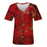 Ženski ljetni vrhovi Pulover kratki rukav klonu za bluzu s V-izrezom crvene s