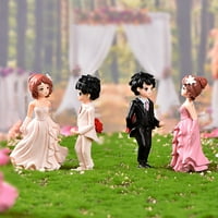 Wanwan Par figurice Kompaktna živopisna plastična bajka Lover Minijaturni par lutke Vjenčani dodaci