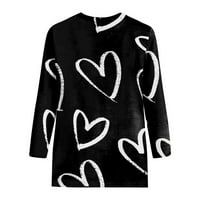 Plus veličine za žene Ženska modna casual Three Quarter rukava za valentinovo pulover na vrhu pulover na vrhu crne bluze crne xl