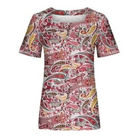 PBNBP ljetni vrhovi za žene modni cvjetni tisak kvadratni vrat kratkih rukava bluza majice casual labavi fit tees