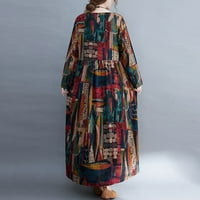 Ženska haljina Ležerne prilike za žene Ležerne prilike Boho Plus s dugim rukavima odštampana vintage