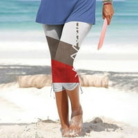 CETHRIO CAPRI Hlače za žene Casual Summer Clearence tiskane tanke plaže Brown Hlače veličine XL