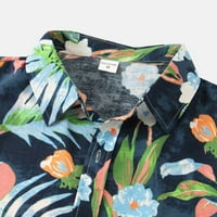Puawkoer muške kaznene majice Top cvjetni havaii tiskani vrhunska košulja kratkih rukava sa nagibom košulja sa nagibom majica muške odjeće l tamno plava