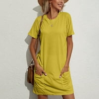 PEDORT Ljetne haljine Casual Women plus veličina haljina haljina za plažu žuta, l