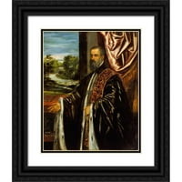 Jacopo Tintoretto crno ukrašeni uokvireni dvostruki matted muzej umjetničko otisak pod nazivom: portret