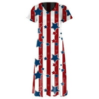 Evropa i Sjedinjene Države Novi dan neovisnosti Ispis V izrez Haljina modna temperamenta za odmor Odjeća
