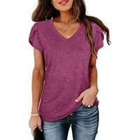 Smihono Clearence ženske modne majice Trendy odjeća za ženske bluze s kratkim rukavima V-izrez Pulover Classic Compy majica Purple 8