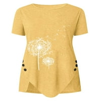 Dame TEE SANDLION TOP TOPS kratki rukav majica Žene Labavi majica Pulover plaže Žuta m