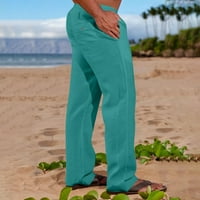 Muške posteljine teretne hlače lagana elastična struka crne casual labave ljetne plaže joga hlače sa džepovima zelena xxxl