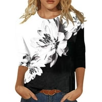 Ženske vrhove Bluza Žene Rukovanje modnim grafičkim grafičkim otisci T-majice Crew vrat Ljeto Tunika Tee Black XL