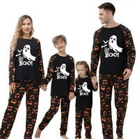 Porodična podudaranje Halloween Pajamas Set Glow u tamnom Ghost-u Print Dugi rukav Pulover + hlače Postavite