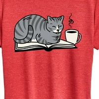 Instant poruka - mačka na knjizi - grafička majica kratkih rukava kratkih rukava