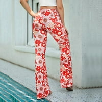 Dame Casual Sports Udobne cvjetne otoke pantalone za pantalone za žene Yellow_ XL
