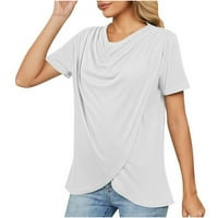Homedles s vrhova ramena za žene - pune ljetne kratke rukave modne majice za žene bijele majice