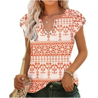Ženski cvjetni print V izrez križni rukavac kratki rukav T-majica Summer Hawaii Beach Tunic Tops modne