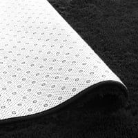 Softvife stilski mekani šaggy baršunasti tepih za dnevnu sobu spavaću sobu, pahuljasti dječji prostirke, 3'x5 ', crna