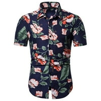 Paiwinds Muška košulja, muškarci Havajski kratki rukav stand-up košulje na plaži na plaži od tiskanog ljetnog casual gumba dolje majice crveno m