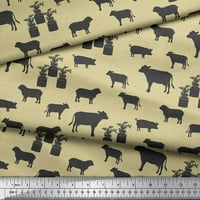 Soimoi Beige pamučna voirana tkanina šablona krava i svinjska životinja tkanina za ispis sa dvorištem široko