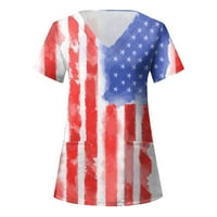 Gyujnb Ženske vrhove Četvrtih srpnja Košulje za žene Američka zastava Vruća s kratkim rukavima Tern