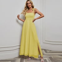 Ženske haljine Halter Solid A-line Maxi Ležerne prilike bez rukava žuta s