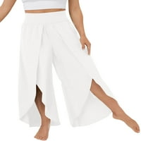 Abtel Palazzo pantalone Solid Boja Yoga Pant Loot Fit Wide noga Hlače Dame Baggy Beach Dno bijele s
