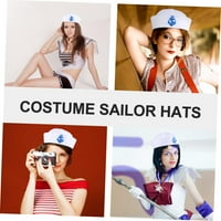 Stage performanse rekvizicije Prirubni bijeli mornarički mornar Hat Dječja Halloween kostim prozračna šešir partijski šešir-plavi
