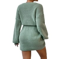 Ženski džemper oblači obični okrugli vrat Ležerne prilike dugih rukava zelena m