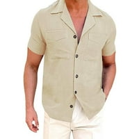 Entyinea muške košulje slim fit od ispisane dvije džepne dugih rukava Radna majica Beige XL