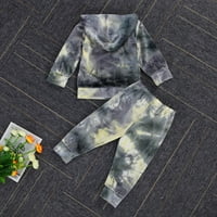 Jedno otvaranje Toddler Baby Girls Boys Tie-Dye Outfits za print Dugih rukava sa kapuljačom