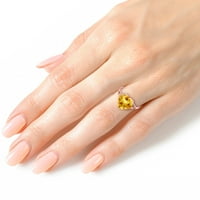Galaxy Gold 14K ružičasto zlatni prsten sa prirodnim citrinom u obliku srca - veličine 7