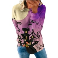 Grafičke majice Ženska ženska modna tiskana labava majica dugih rukava bluza okrugla vrat casual vrhovi dukseri