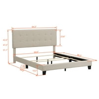 Tapacirana platforma krevet s uzglavljenim uzglavljenom, Potrebno je BO Spring, bež posteljina, kraljica veličine
