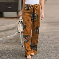 Azrijski ženski zazor pada modne hlače, ženske ležerne čvrste hlače Udobne pamučne hlače za noge elastične struke duge hlače narančaste veličine na narančasti