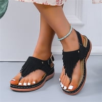 Wmkox8yii ženski okrugli toe šuplji tessel klinovi sandale solidne boje flip flops