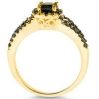 Pompeii 7 8CT Crni spinel & Diamond Split Hank Angažman prsten 14k žuto zlato