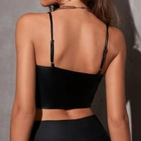 Uocefik Bralettes za žene Push up V izrez Bandeau Camisole s grudnjakom kožna čipka V izrez plus veličina bežični grudnjak Black XXL