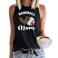 Ženski tenkovi za bejzbol tematska slova Baseball Graphic Print majica bez rukava bez rukava s kauzalnom