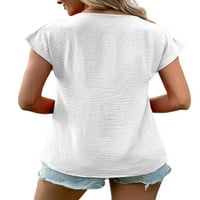 CAPREZE Ljetni vrhovi za žene V izrez majica kratki rukav majica Casual Tee Solic Color Tunic Bluze