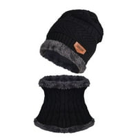 Fleece Contrast Colors Pletene tople zimske kape za dječji šešir + šal dva seta besplatna crna