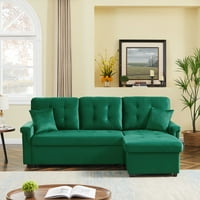 Velvet Reverzibilni sekcial kauč sa izvlačenjem spavaćih kauča, kauč u obliku slova L sa skladištem za dnevni boravak i apartman