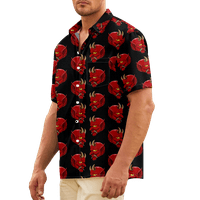 Fraigo Muns Boys's Hawaiian Aloha majice s lijevim džepom, Demon uzorak Tropical Beach Casual Chort rukav dolje Down Regular Fit Top, -8xl